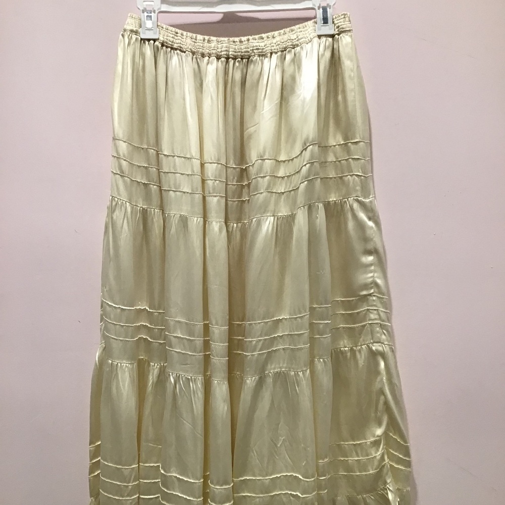 Satin Off White Tiered Skirt